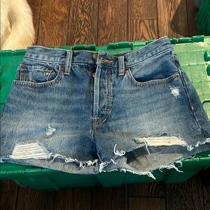 We The Free Blue Distressed Jean Shorts